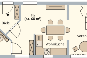 Grundriss des Erdgeschosses des Ferienhauses